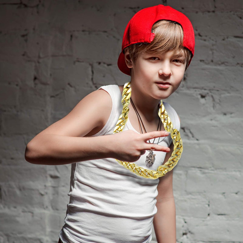 Skeleteen Rapper Gold Chain Accessory - 90s Hip Hop Fake Gold Costume Necklace - 1 Piece For Children - Image 3